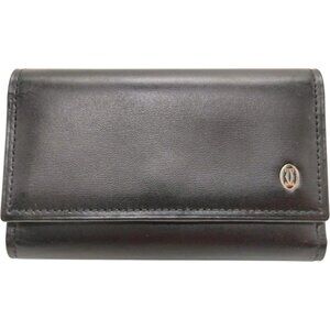 (L1) Cartier Key Case Black Leather